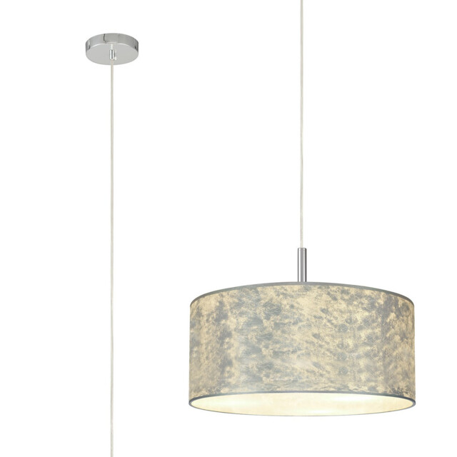 Baymont 40cm Polished Chrome 5 Light E27 Single Pendant With 50cm x 20cm Silver Leaf Shade - image 1