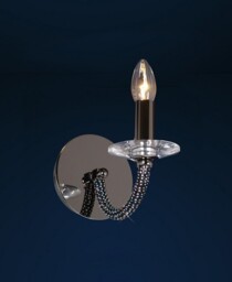 Elena Wall Lamp Switched 1 Candle Light Black Chrome, Crystal - thumbnail 2
