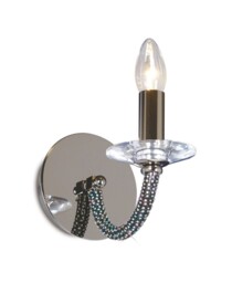 Elena Wall Lamp Switched 1 Candle Light Black Chrome, Crystal