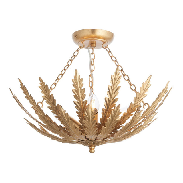 Delphine Decorative Gold Layered Leaf Semi Flush Ceiling Light - image 1