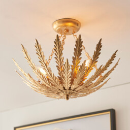 Delphine Decorative Gold Layered Leaf Semi Flush Ceiling Light - thumbnail 5