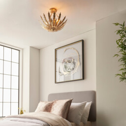 Delphine Decorative Gold Layered Leaf Semi Flush Ceiling Light - thumbnail 3