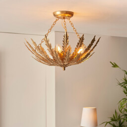Delphine Decorative Gold Layered Leaf Semi Flush Ceiling Light - thumbnail 2