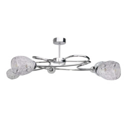 Flower Multi Arm Semi Flush Ceiling Light Silver, 63cm, 5x E27