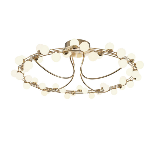 Tessara Modern 80cm Integrated LED Semi Flush Ceiling Light Gold 3000K 5600lm White Shade - image 1