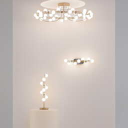 Tessara Modern 80cm Integrated LED Semi Flush Ceiling Light Gold 3000K 5600lm White Shade - thumbnail 3