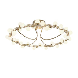 Tessara Modern 80cm Integrated LED Semi Flush Ceiling Light Gold 3000K 5600lm White Shade