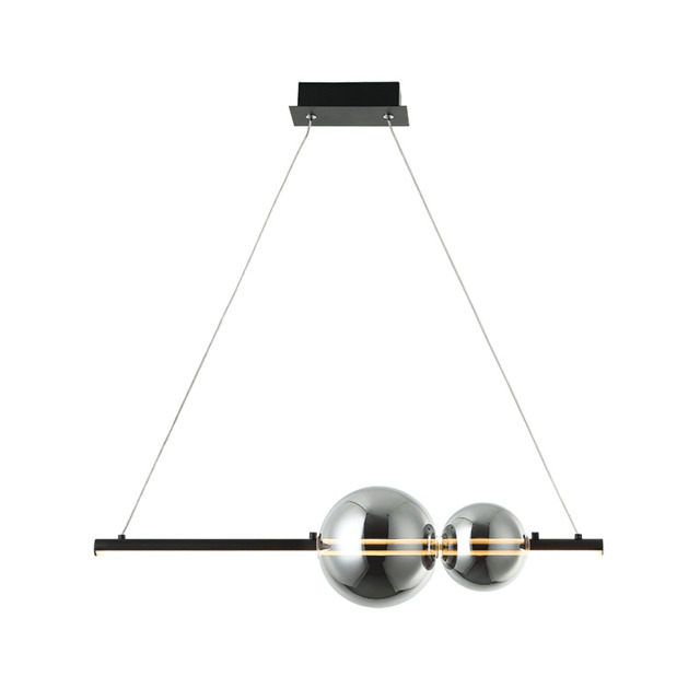 Kallithea  Bar Pendant Ceiling Light Black Matt - Smoke Glass LED 3000K Dimmable - image 1