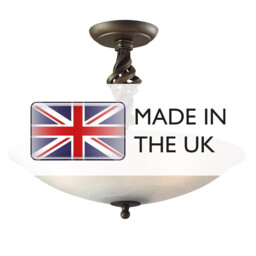 Pembroke 3 Light Semi Flush Ceiling Light Black, Gold, E14 - thumbnail 3