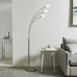 Jaspa LED 3 Light Floor Lamp Satin Nickel, White Glass - thumbnail 3
