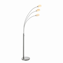 Jaspa LED 3 Light Floor Lamp Satin Nickel, White Glass