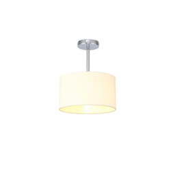Baymont Polished Chrome E27 Semi Flush, With 30cm x 17cm Faux Silk Shade, Ivory Pearl/White Laminate