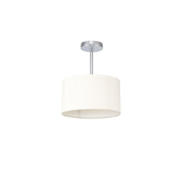 Baymont Polished Chrome E27 Semi Flush, With 30cm x 17cm Faux Silk Shade, Ivory Pearl/White Laminate - thumbnail 5