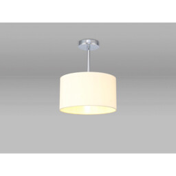 Baymont Polished Chrome E27 Semi Flush, With 30cm x 17cm Faux Silk Shade, Ivory Pearl/White Laminate - thumbnail 2