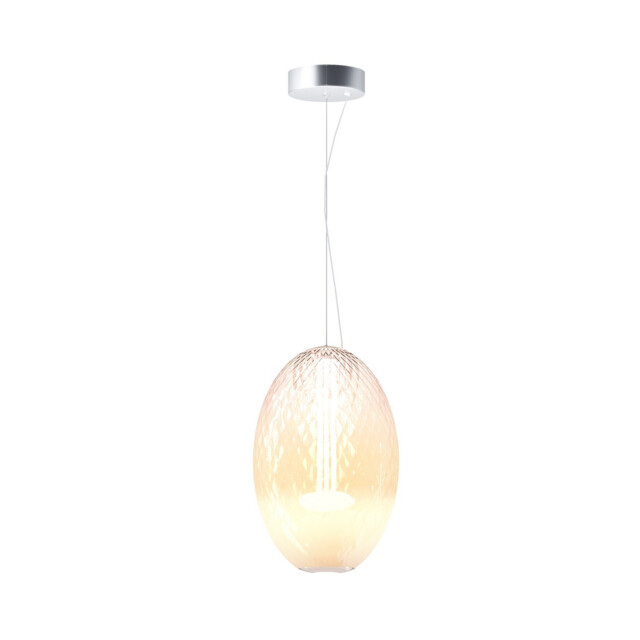Bruma Modern Oval Globe Pendant Ceiling Light Dimmable Chrome 2700K 2500lm White Shade - image 1