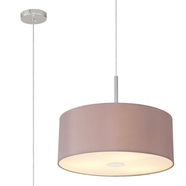 Baymont Polished Chrome 3 Light E27 Single Pendant With 50cm x 20cm Dual Faux Silk Shade, Taupe/Halo Gold - image 1