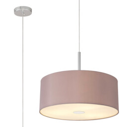 Baymont Polished Chrome 3 Light E27 Single Pendant With 50cm x 20cm Dual Faux Silk Shade, Taupe/Halo Gold