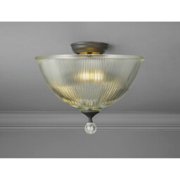 Dresden 2 Light Semi Flush Ceiling Lamp E27 With Dome 38cm Glass Shade Graphite, Clear - thumbnail 3