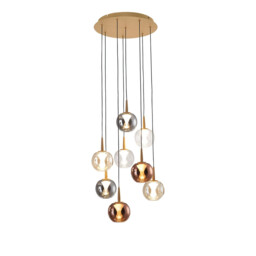 Andromeda 44cm Round Pendant, 8 x 5W LED, 3000K, 4000lm, Light Gold/Copper/Chrome/Amber/Clear/Frosted 3yrs Warranty
