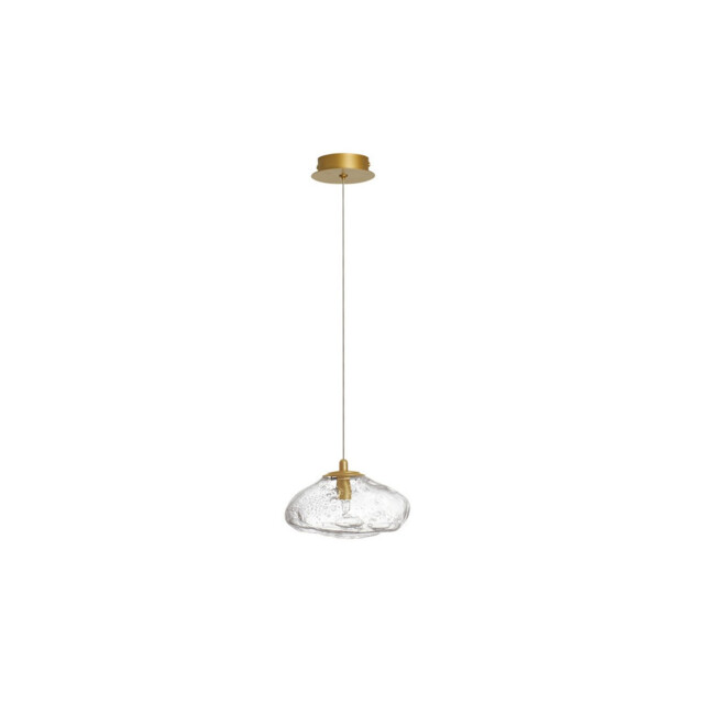 King 20cm Dome Pendant Ceiling Light Brass Gold Metal Blown Clear Glass LED G9 - image 1