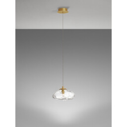 King 20cm Dome Pendant Ceiling Light Brass Gold Metal Blown Clear Glass LED G9 - thumbnail 5
