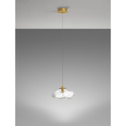 King 20cm Dome Pendant Ceiling Light Brass Gold Metal Blown Clear Glass LED G9 - thumbnail 3