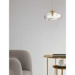 King 20cm Dome Pendant Ceiling Light Brass Gold Metal Blown Clear Glass LED G9 - thumbnail 2