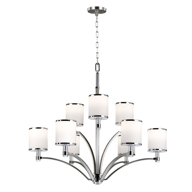 Prospect Park 9 Light Multi Arm Chandelier Satin Nickel, Chrome Finish, E27 - image 1