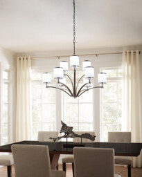 Prospect Park 9 Light Multi Arm Chandelier Satin Nickel, Chrome Finish, E27 - thumbnail 2