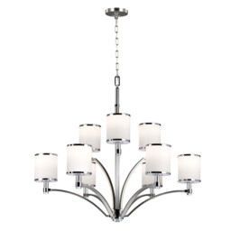 Prospect Park 9 Light Multi Arm Chandelier Satin Nickel, Chrome Finish, E27