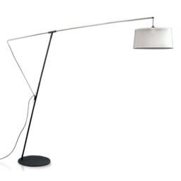 Nordica M4968 Floor Arch Lamp E27 with Black Shade, Black, Polished Chrome - thumbnail 1