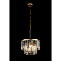 Cosette 40cm Pendant/Semi Flush, 4 Light E14, Antique Brass/Clear Crystal - thumbnail 2