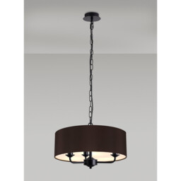 Banyan 3 Light Multi Arm Pendant With 45cm x 15cm Faux Silk Fabric Shade Matt Black/Black - thumbnail 2