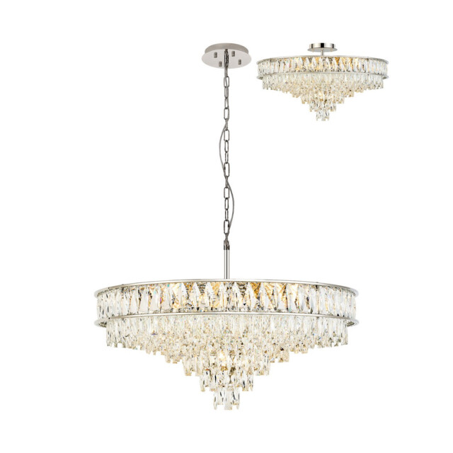 Vivienne 70cm Pendant/Semi Flush 1E14 Polished NIckel/Crystal - image 1