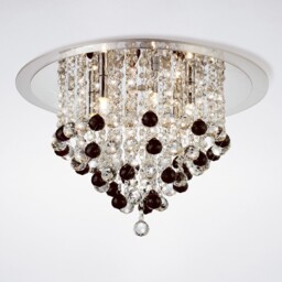 Atla Flush Ceiling 6 Light Polished Chrome, Acrylic Trim, Crystal Supplied with 25 Additional Black Crystal Spheres - thumbnail 2
