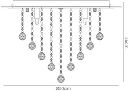 Atla Flush Ceiling 6 Light Polished Chrome, Acrylic Trim, Crystal Supplied with 25 Additional Black Crystal Spheres - thumbnail 3