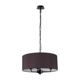 Banyan 3 Light Multi Arm Pendant With 50cm x 20cm Faux Silk Fabric Shade Matt Black/Black - thumbnail 5