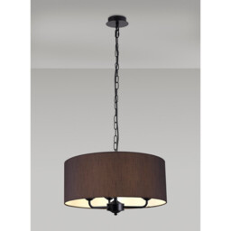 Banyan 3 Light Multi Arm Pendant With 50cm x 20cm Faux Silk Fabric Shade Matt Black/Black - thumbnail 2
