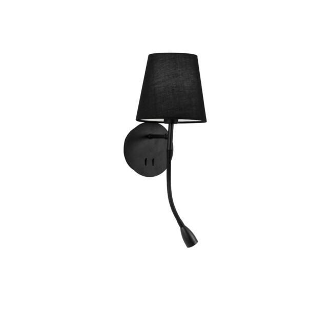 Nia Reading Light Black Metal Black Fabric Shade Switched LED 3W 3000K 180Lm LED E14 - image 1