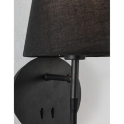 Nia Reading Light Black Metal Black Fabric Shade Switched LED 3W 3000K 180Lm LED E14 - thumbnail 5