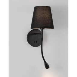 Nia Reading Light Black Metal Black Fabric Shade Switched LED 3W 3000K 180Lm LED E14 - thumbnail 2