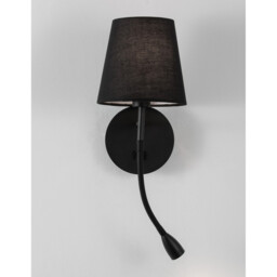 Nia Reading Light Black Metal Black Fabric Shade Switched LED 3W 3000K 180Lm LED E14 - thumbnail 3