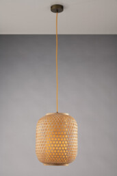 ZEN Cylindrical Pendant Ceiling Light Wood 30x37cm - thumbnail 2