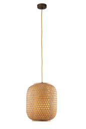 ZEN Cylindrical Pendant Ceiling Light Wood 30x37cm - thumbnail 1
