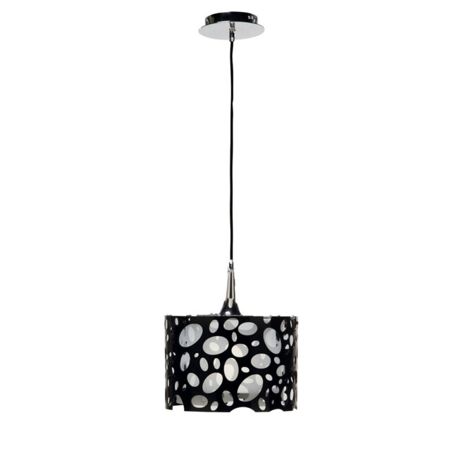 Lupin Pendant E27, Gloss Black/White Acrylic/Polished Chrome, CFL Lamps INCLUDED - image 1