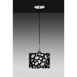 Lupin Pendant E27, Gloss Black/White Acrylic/Polished Chrome, CFL Lamps INCLUDED - thumbnail 2