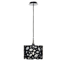 Lupin Pendant E27, Gloss Black/White Acrylic/Polished Chrome, CFL Lamps INCLUDED - thumbnail 1