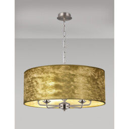 Banyan 5 Light Multi Arm Pendant, E14 Satin Nickel With 60cm x 22cm Gold Leaf With White Lining Shade - thumbnail 2