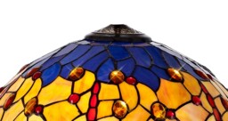 Worcester 3 Light Downlighter Ceiling Pendant E27 With 40cm Tiffany Shade, Blue, Orange, Crystal, Aged Antique Brass - thumbnail 3