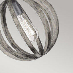 Allier 1 Light Spherical Cage Ceiling Mini Pendant Dark Wood, Antique iron, E27 - thumbnail 2